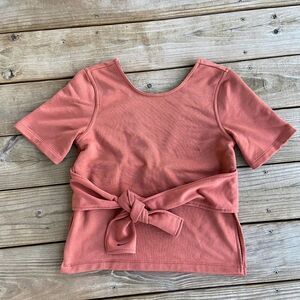 Nike Studio Short Sleeve Yoga Training Wrap Top Small